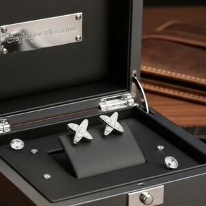 Moissanite Diamond X Mens Earrings